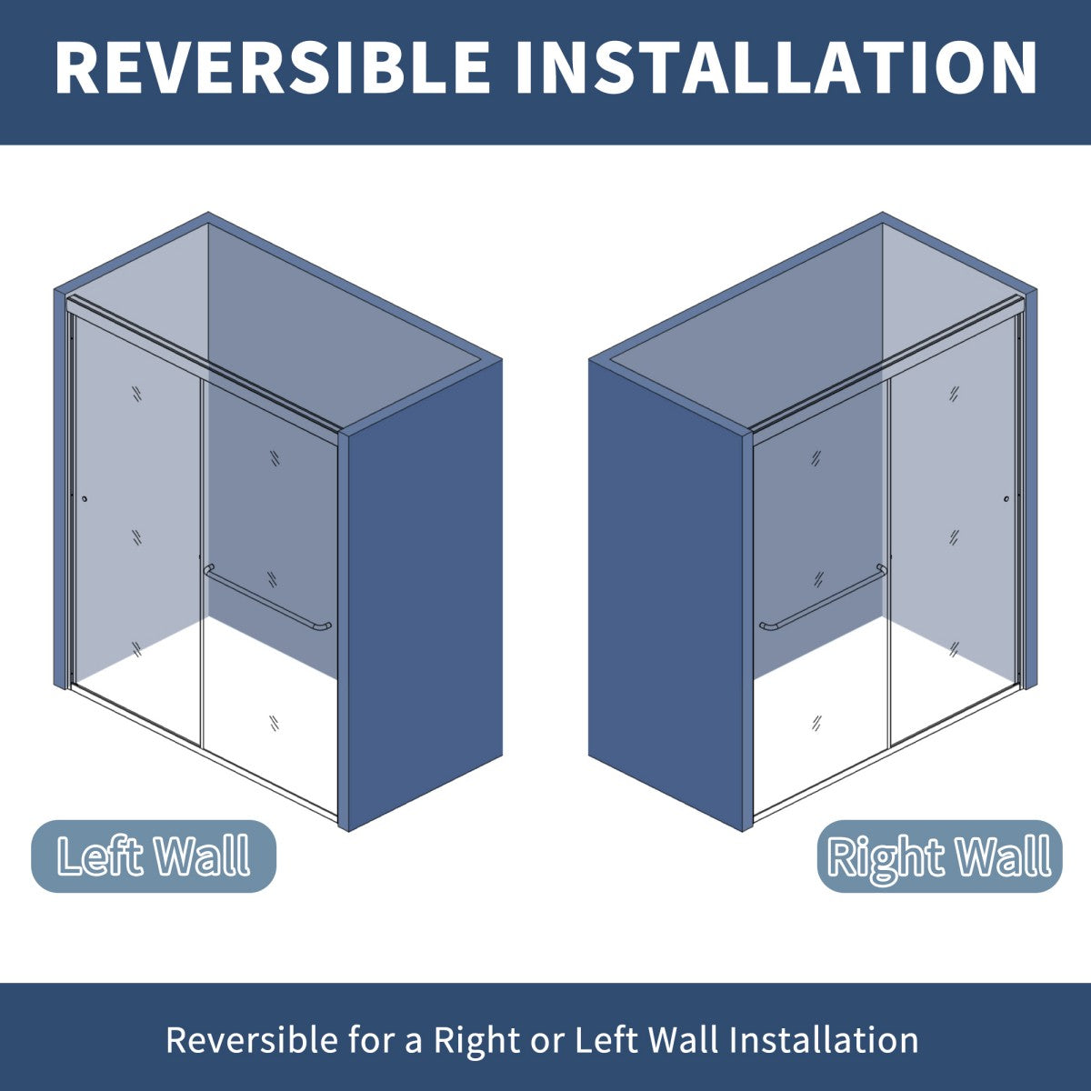 Glide-RA Semi-Frameless Shower Door 56-60 in. W x 70 in. H Bypass Sliding Shower Enclosure,Matte Black,Double Sliding Rain Glass Doors