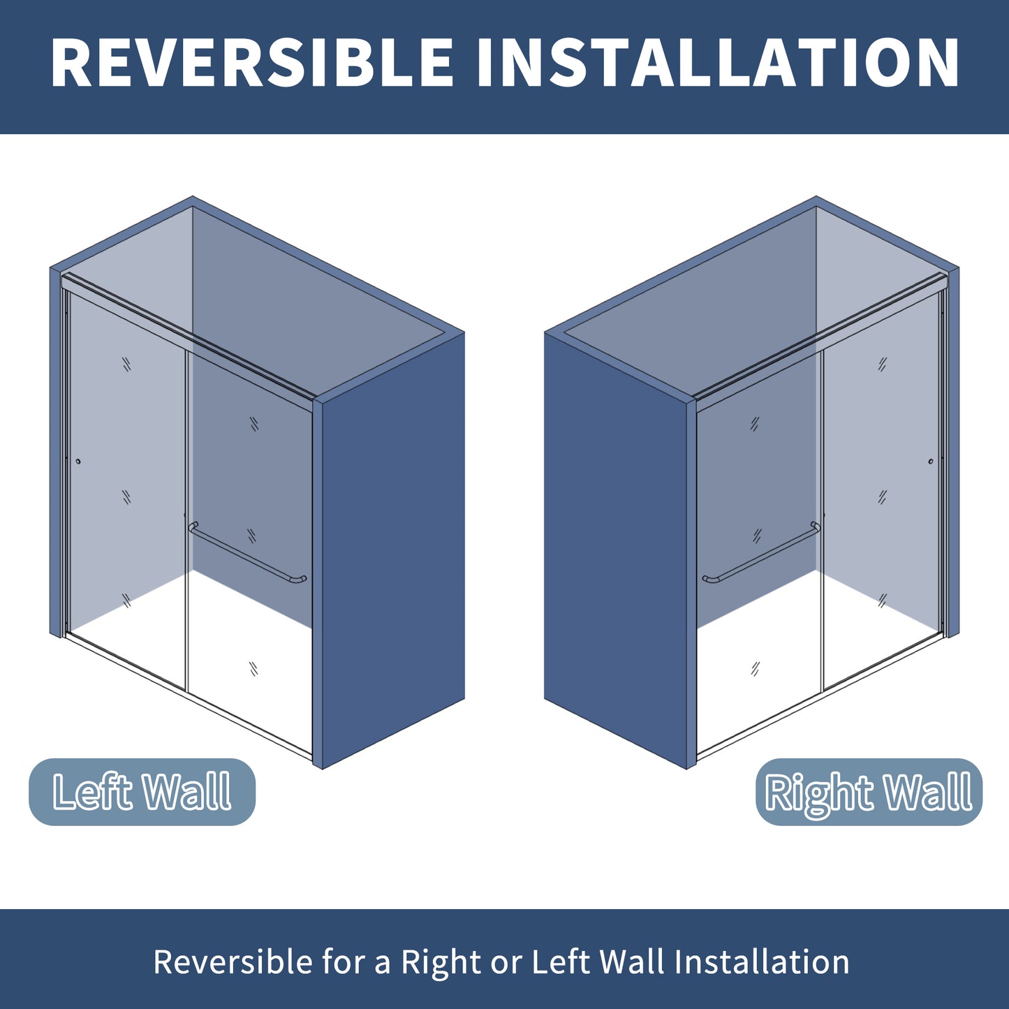 Glide-RA Semi-Frameless Shower Door 56-60 in. W x 70 in. H Bypass Sliding Shower Enclosure,Chrome,Double Sliding Rain Glass Doors