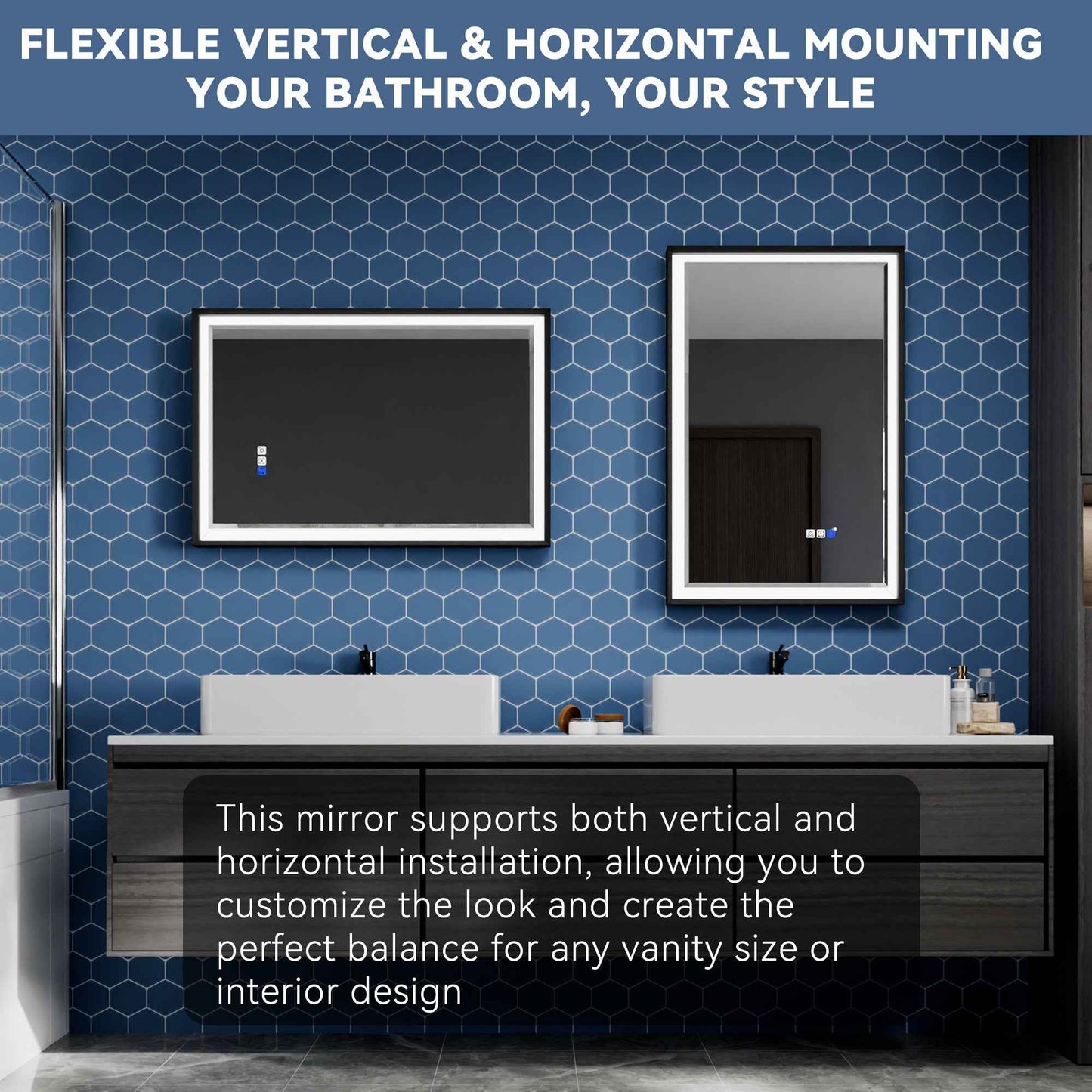 Verloar 22" W x 34" H Lighted Bathroom  Mirror,Dimmable,Anti Fog,Front-Lit Illumination（副本）