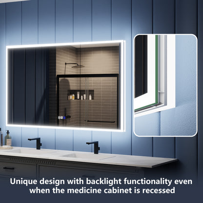 Illusion 60" x 36" LED Lighted Medicine Cabinet with Magnifiers Front and Back Light