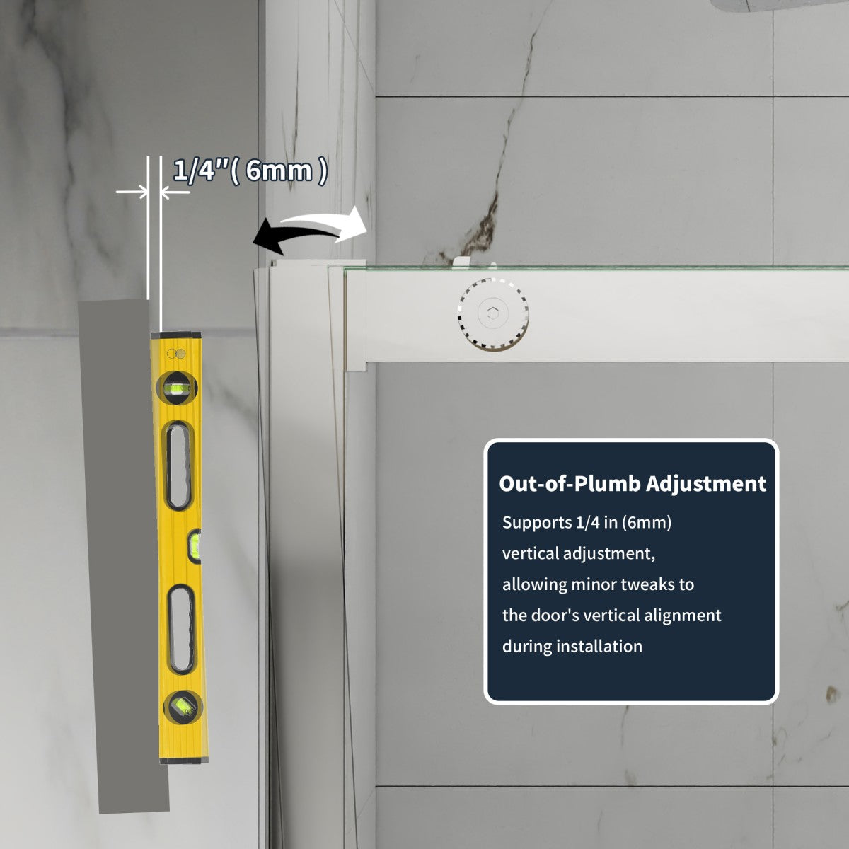 56-60" x 76" Frameless Sliding Shower door,Chrome,Easy clean,Fixed Glass Left|ExBrite Elysian-S Series