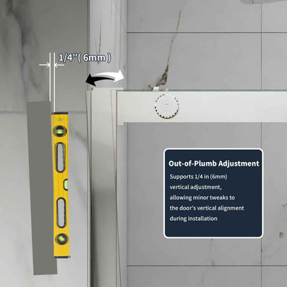 44-48" x 76" Frameless Sliding Shower door,Chrome,Easy clean|ExBrite Elysian-G Series