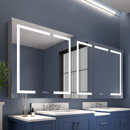 Boost-M1 84" W x 36" H LED Bathroom Light Medicine Cabinets with Vanity Mirror Recessed or Surface