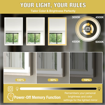 Verloar 22" W x 34" H Lighted Bathroom Mirror - Dimmable, Anti-Fog, Front-Lit Illumination in Brushed Nickel