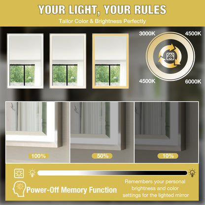 30"W x 36"H Lighted Mirrors | Verloar Brushed Nickel Front-Lit Mirror