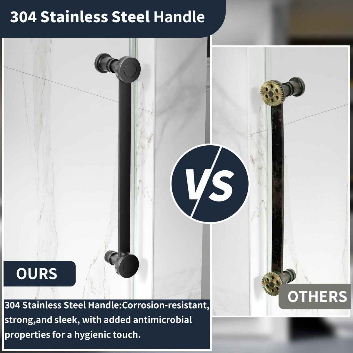 44-48" x 76" Frameless Sliding Shower door,Matte Black,Easy clean|ExBrite Elysian-M Series