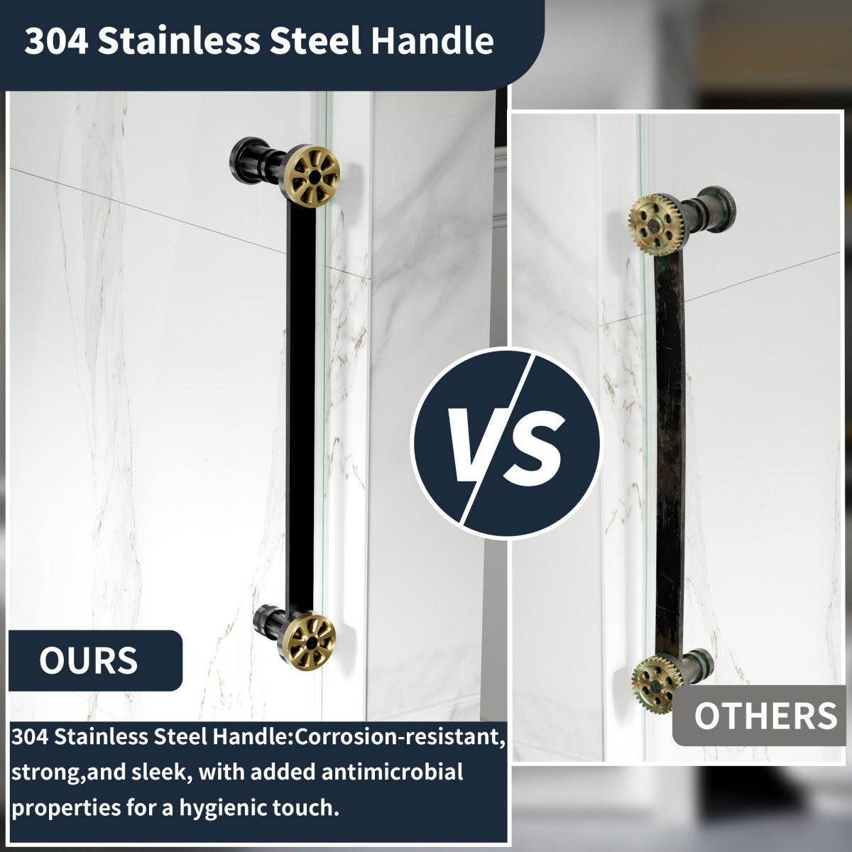 56-60" x 76" Frameless Sliding Shower door,Black Gold,Easy clean,Fixed Glass Left|ExBrite Elysian-F Series