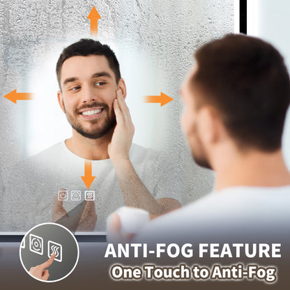 Lumina 40" W x 32" H LED Lighted Bathroom Mirror,High Illuminate, Inner & Outer Lighting,Anti-Fog, Dimmable,Black Frame with Rounded Corners