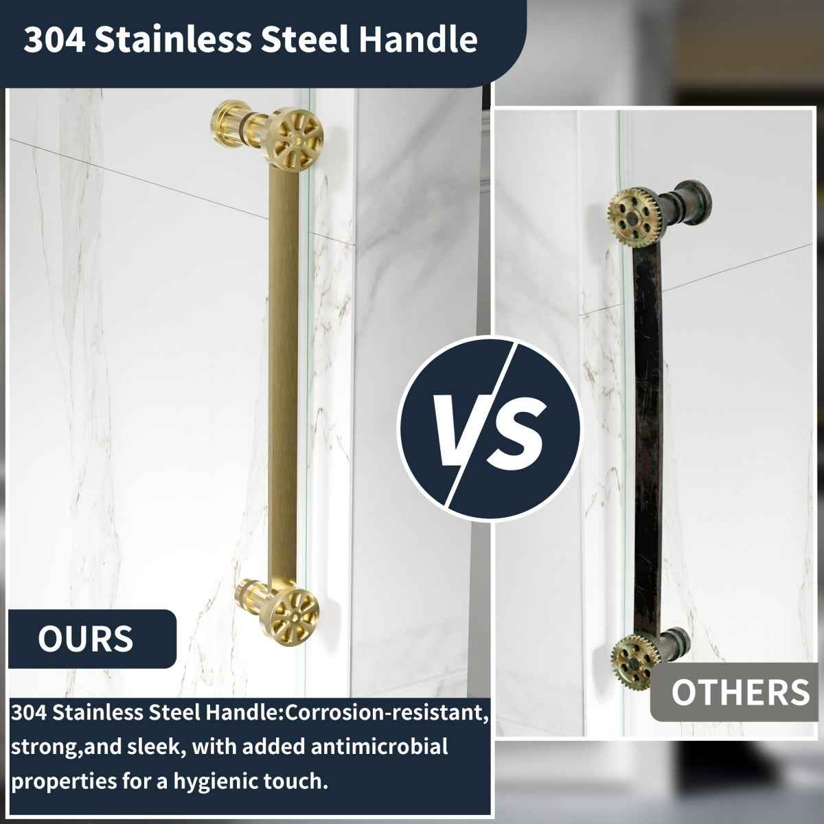 44-48" x 76" Frameless Sliding Shower door,Brushed Gold,Easy clean|ExBrite Elysian-S Series