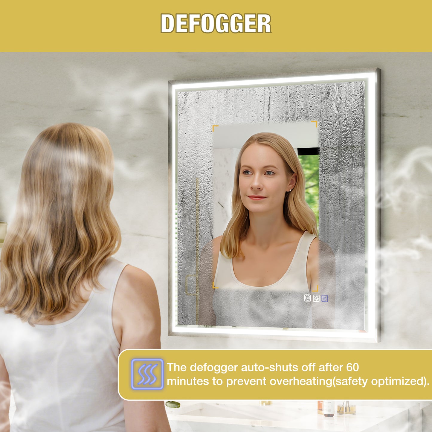 30"W x 36"H Lighted Mirrors | Verloar Brushed Nickel Front-Lit Mirror