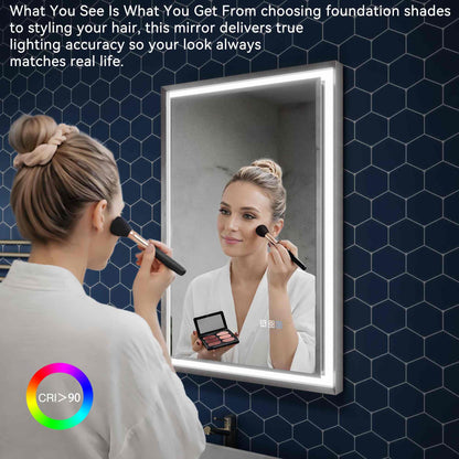 Verloar 22" W x 34" H Lighted Bathroom  Mirror,Dimmable,Anti Fog,Front-Lit Illumination