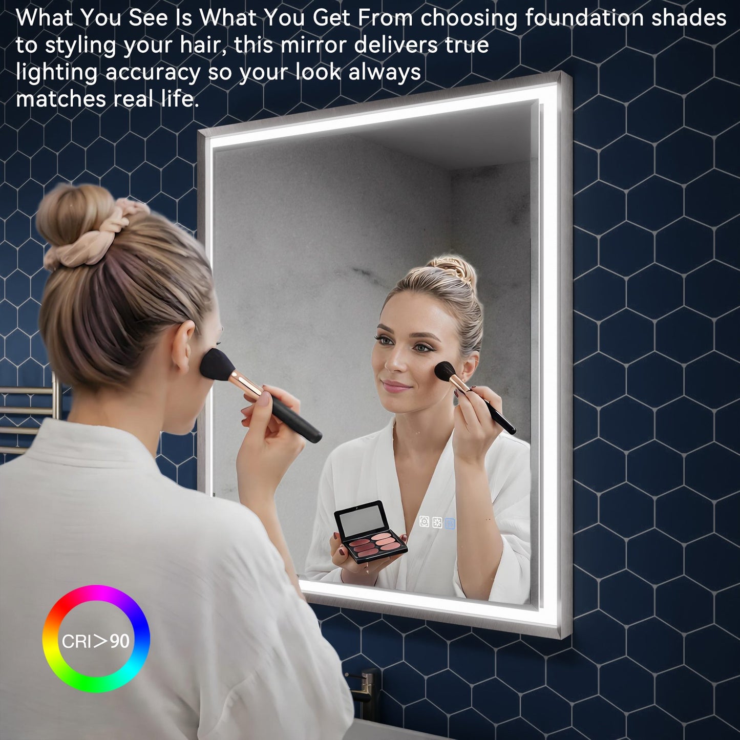 Verloar 30" W x 36" H Lighted Bathroom  Mirror,Dimmable,Anti Fog,Front-Lit Illumination