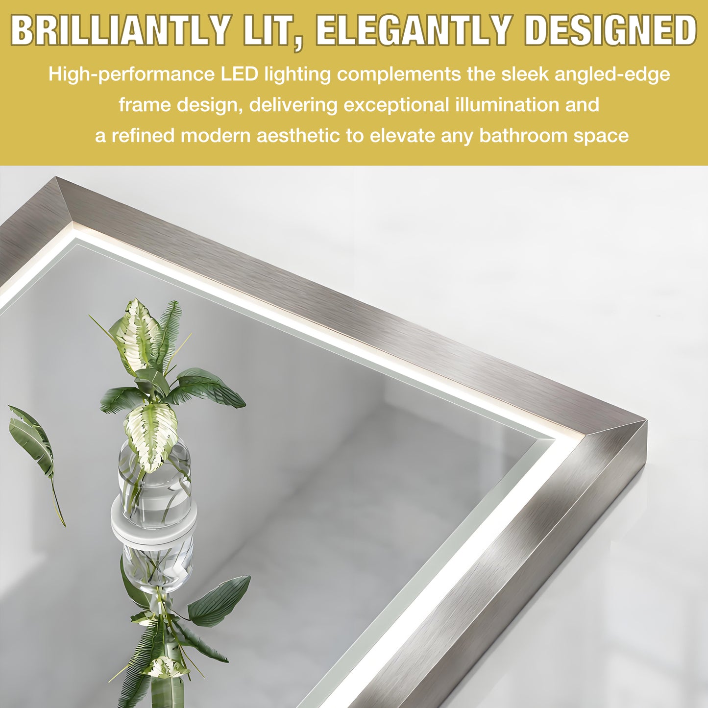 30"W x 36"H Lighted Mirrors | Verloar Brushed Nickel Front-Lit Mirror