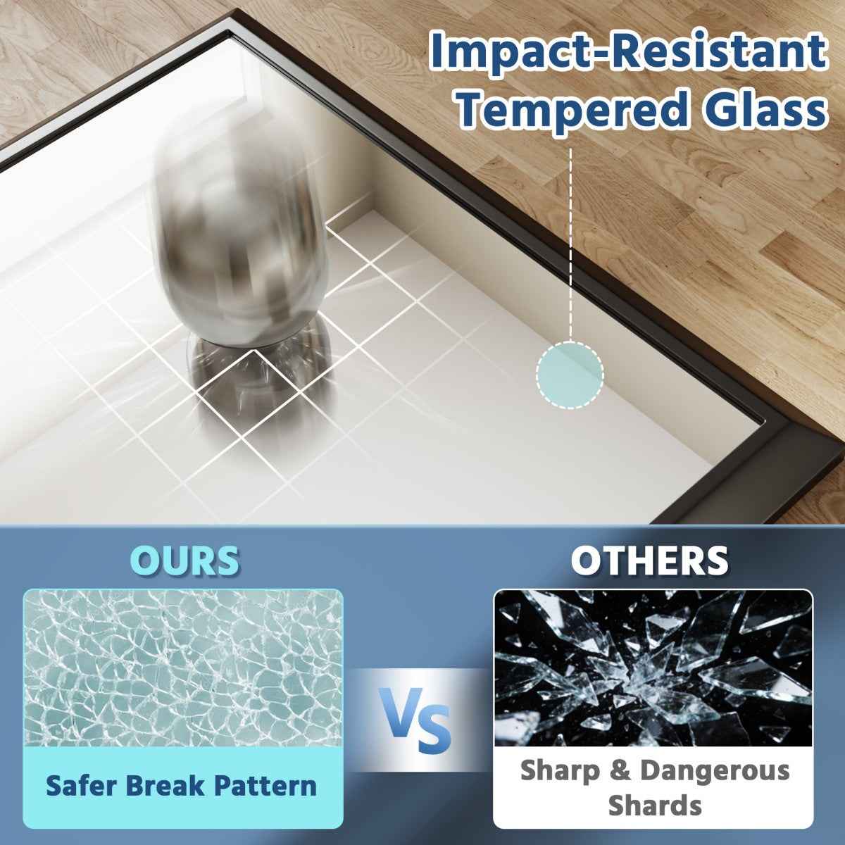 72" x 36" Modern, Elegant Rectangular Wall Mirror with Tempered Glass, Shatterproof, Rust-Resistant Wood Grain Aluminum Frame for Bathroom, Living Room & Hallway| Nolhurst