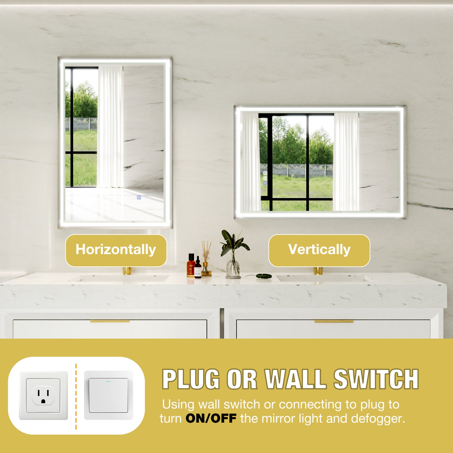 Verloar 22" W x 34" H Lighted Bathroom Mirror - Dimmable, Anti-Fog, Front-Lit Illumination in Brushed Nickel