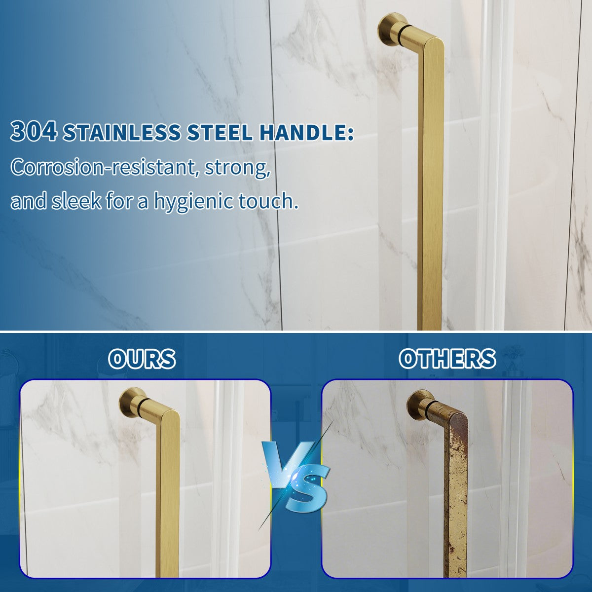 35-36" x 74" Pivot Frameless Shower Door,Brushed Gold,Easy clean|ExBrite Valor Series