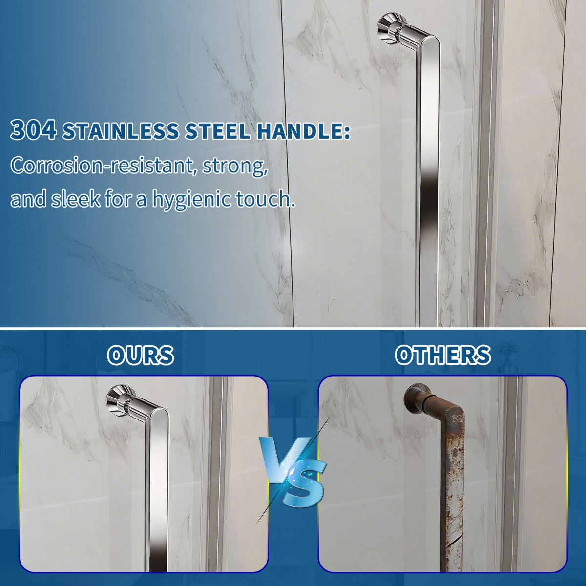 35-36" x 74" Pivot Frameless Shower Door,Chrome,Easy clean|ExBrite Valor Series