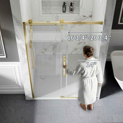44-48" x 76" Frameless Sliding Shower door,Brushed Gold,Easy clean|ExBrite Elysian-S Series