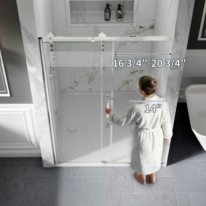 44-48" x 76" Frameless Sliding Shower door,Chrome,Easy clean|ExBrite Elysian-G Series