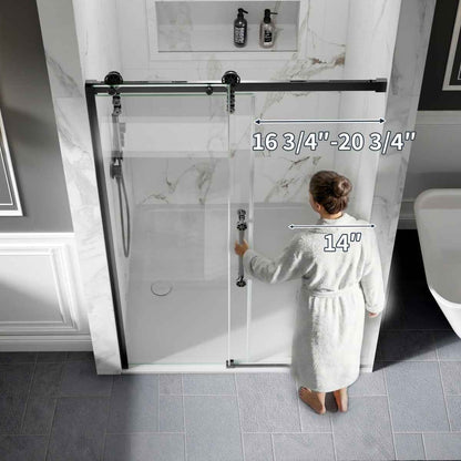 44-48" x 76" Frameless Sliding Shower door,Matte Black,Easy clean|ExBrite Elysian-S Series