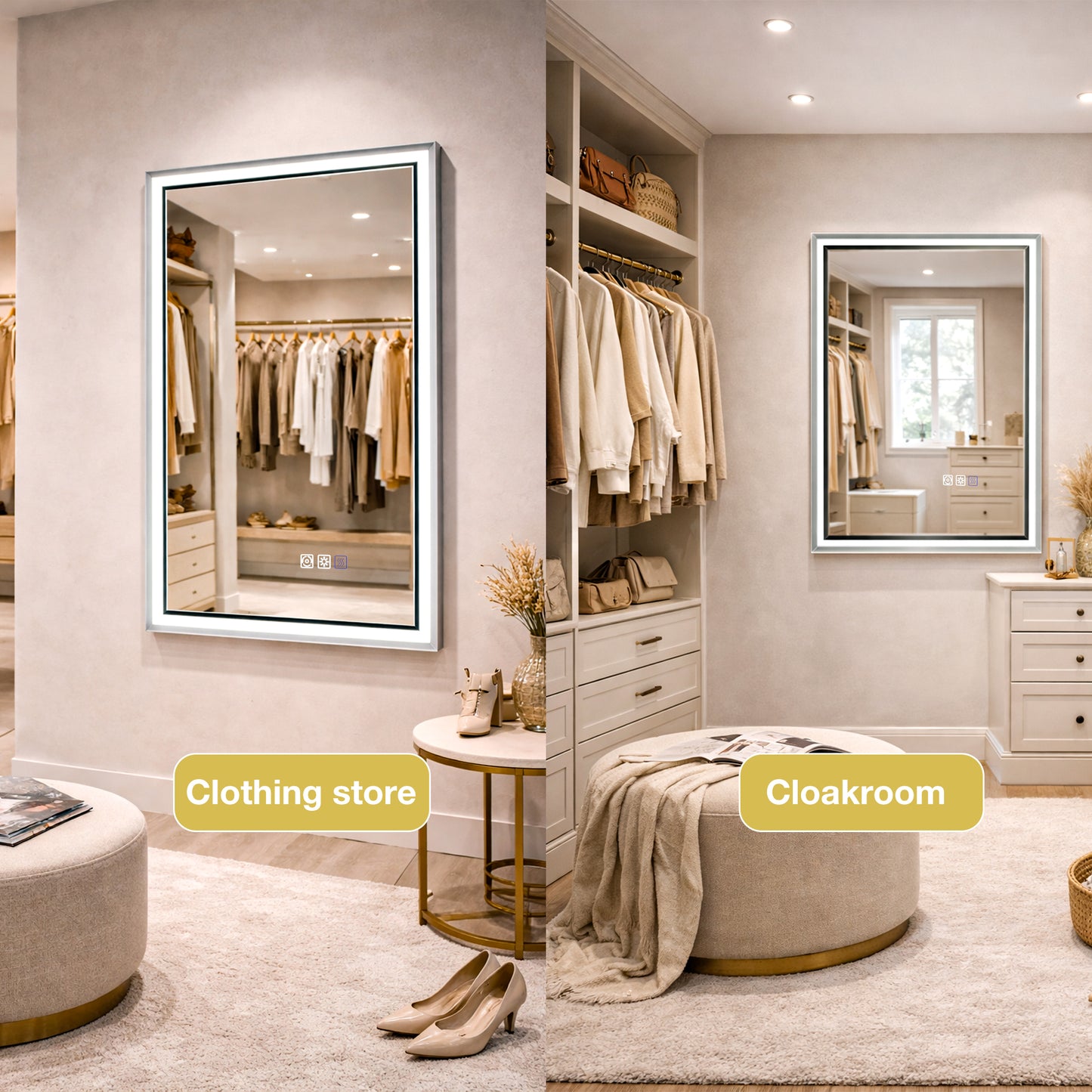30"W x 36"H Lighted Mirrors | Verloar Brushed Nickel Front-Lit Mirror