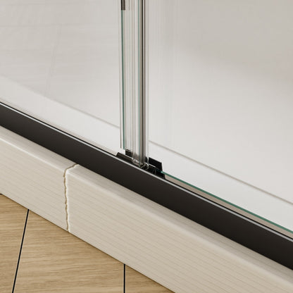 Glide 44-48" x 72" Framed Shower Door in Matte Black,Water Repellent Glass Shower Door,Easy Glide Rollers Sliding Shower Door