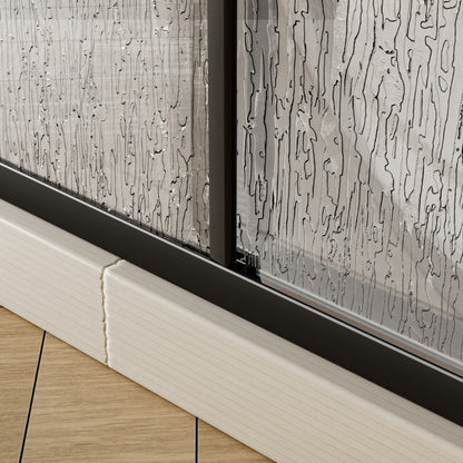 Glide-RA Semi-Frameless Shower Door 56-60 in. W x 70 in. H Bypass Sliding Shower Enclosure,Matte Black,Double Sliding Rain Glass Doors