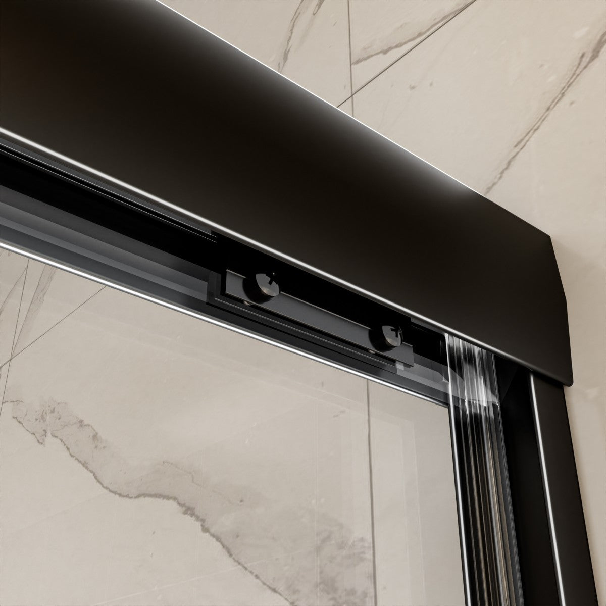 Glide 44-48" x 72" Framed Shower Door in Matte Black,Water Repellent Glass Shower Door,Easy Glide Rollers Sliding Shower Door