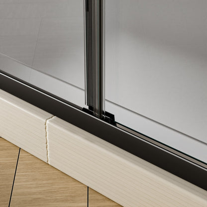 Glide-GR Framed Shower Door 44-48 in. W x 70 in. H Bypass Sliding Shower Enclosure,Matte Black,Double Sliding Smoke Gray Glass