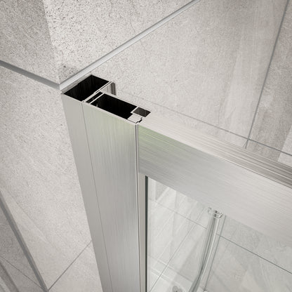 Holden 56-60"W x 70"H Easy Clean Shatter Proof Double Framed Sliding Shower Door with 1/4" (6mm) Clear SGCC Tempered Glass,Brushed Nickel