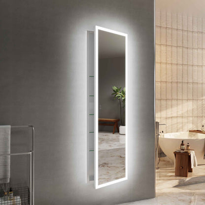 Allsum 20-1/8" x 70-1/8" Lighted Frameless Single Door Medicine Cabinet