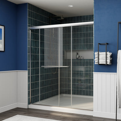 Glide 56-60" Wide x 70" High Sliding Glass Shower Doors Framed in Chrome Finish with Clear Glass