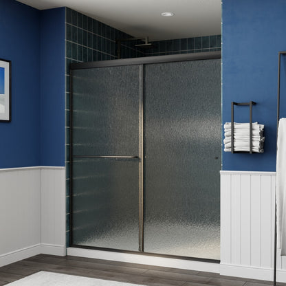 Glide-RA Semi-Frameless Shower Door 56-60 in. W x 70 in. H Bypass Sliding Shower Enclosure,Matte Black,Double Sliding Rain Glass Doors