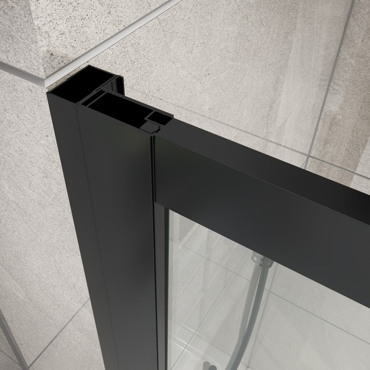 Holden 56-60"W x 70"H Easy Clean Shatter Proof Double Framed Sliding Shower Door with 1/4" (6mm) Clear SGCC Tempered Glass,Matte Black Finish