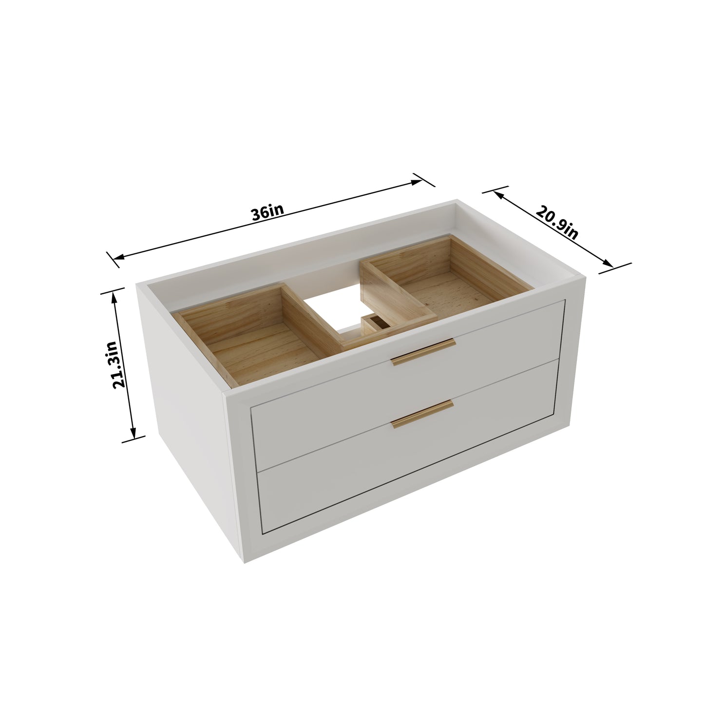 Floating Bathroom Vanity 36 Inch | Glam 36" Modern White Floating Vanity Base