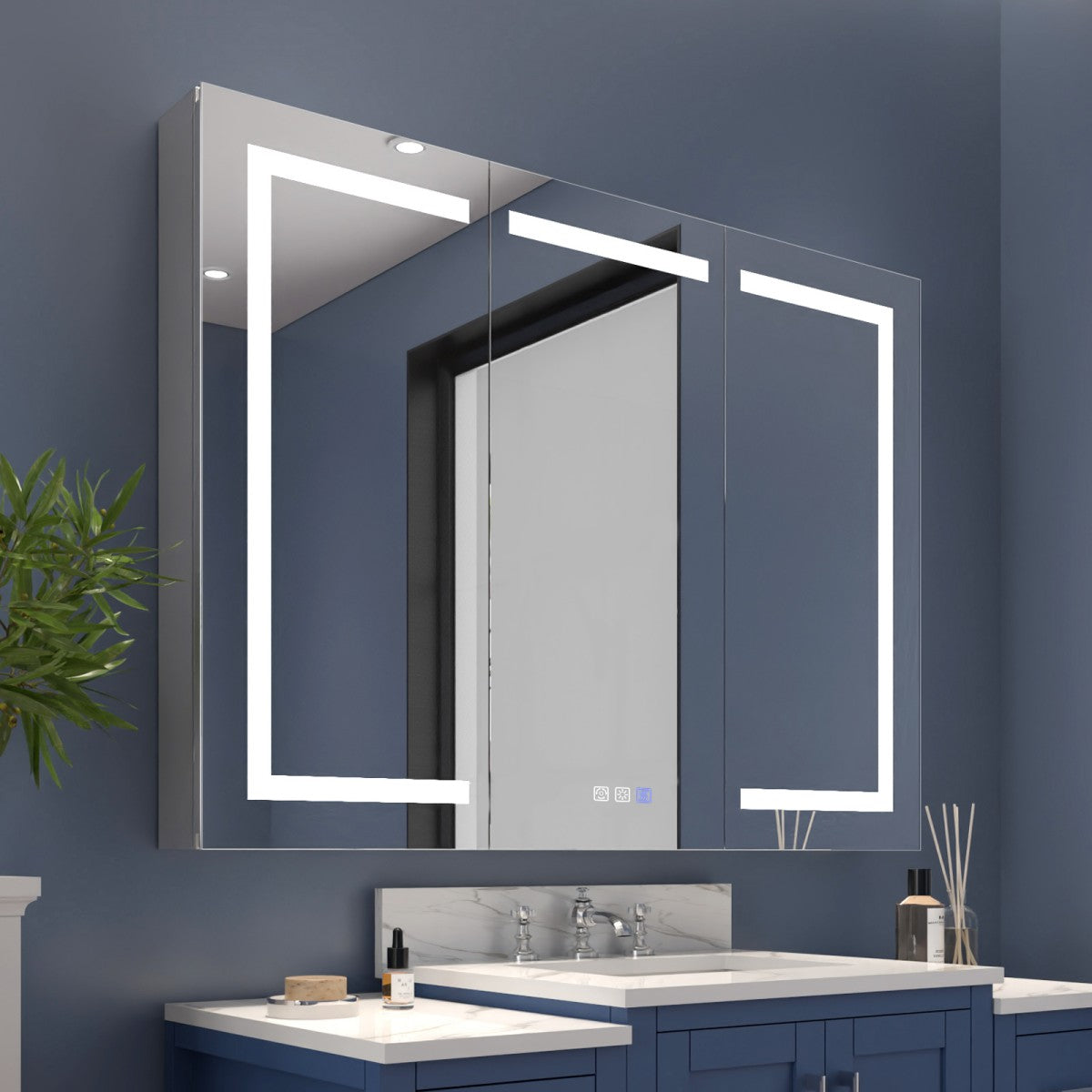 Boost-M2 48" W x 36" H Bathroom Light Medicine Cabinets with Vanity Mirror Recessed or Surface