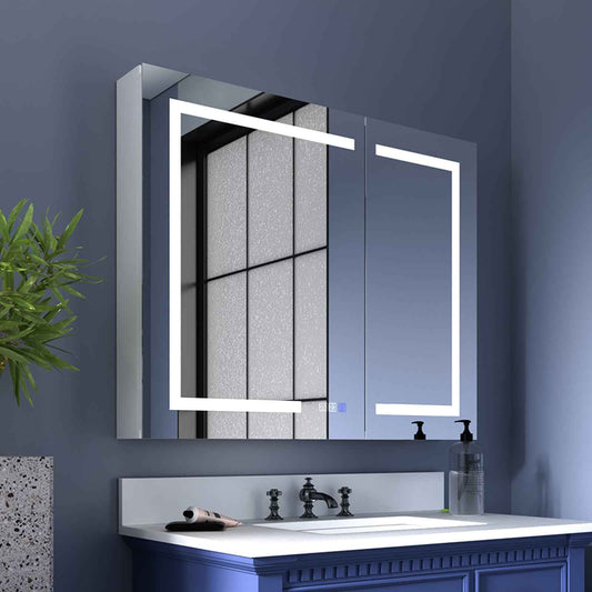 Boost-M1 36" W x 30" H LED Lighted Bathroom Medicine Cabinet with Mirror Recessed or Surface Mounted LED Medicine Cabinet