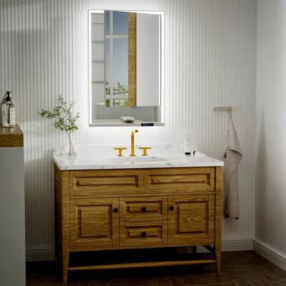 Ample 24" W x 36" H LED Lighted Chrome Bathroom Medicine Cabinet with Mirror and Shelves, Right Hinge for Recessed or Surface Mount