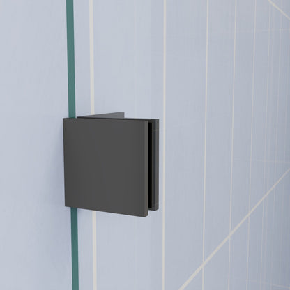 Flexi-L 50-54" W X 70" H Bathroom Glass Shower Doors,Semi-Frameless Matte Black,Tempered Glass Shower Door With Handle