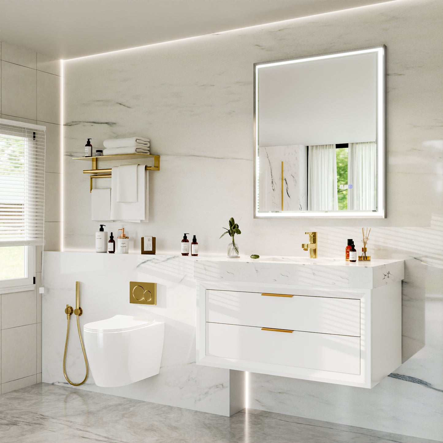 30"W x 36"H Lighted Mirrors | Verloar Brushed Nickel Front-Lit Mirror
