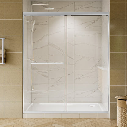 Glide 56-60" Wide x 70" High Sliding Glass Shower Doors Framed in Chrome Finish with Clear Glass