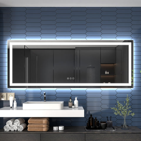 Anti Fog Mirror 84" W x 32" H LED Backlit Dimmable | Apex