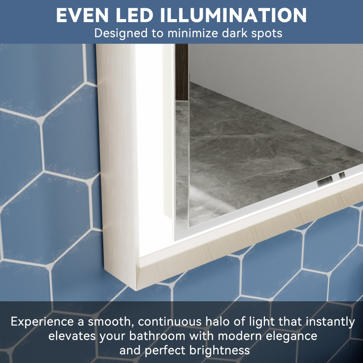 Verloar 22" W x 34" H Framed Lighted Bathroom  Mirror,Dimmable,Anti Fog,Front-Lit Illumination,Brushed Nickel