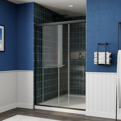 Glide 44-48" x 72" Framed Shower Door in Matte Black,Water Repellent Glass Shower Door,Easy Glide Rollers Sliding Shower Door