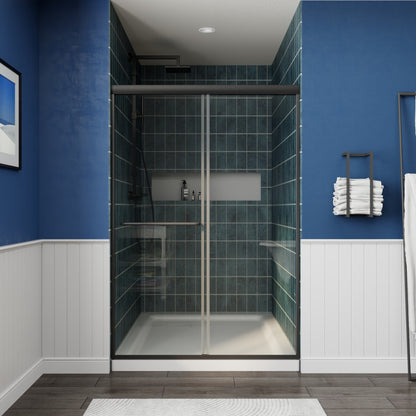 Glide 44-48" Wide x 70" High Sliding Glass Shower Doors Frame in Black,Clear Tempered Glass