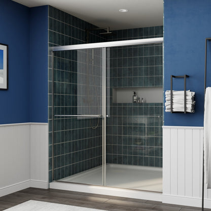 Glide 56-60" Wide x 70" High Sliding Glass Shower Doors Framed in Chrome Finish with Clear Glass