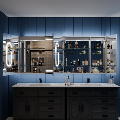 Illusion-B 84" x 36" LED Lighted Inset Mirrored Medicine Cabinet with Magnifiers Front and Back Light