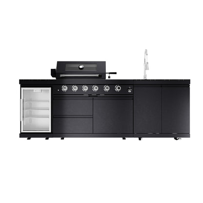 46-Inch 4-Burner 72000 BTU Deluxe Stainless Steel Gas Outdoor Kitchen Bar Barbecue Island Grill + Wine Cooler Compact Refrigerator + Rotisserie kit + Granite Countertops + Stainless steel Sink-104