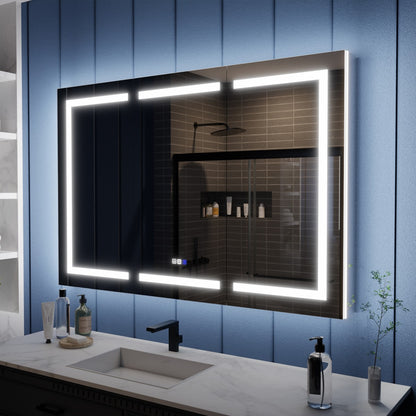 Illusion-B 54" x 36" LED Lighted Inset Mirrored Medicine Cabinet with Magnifiers Front and Back Light