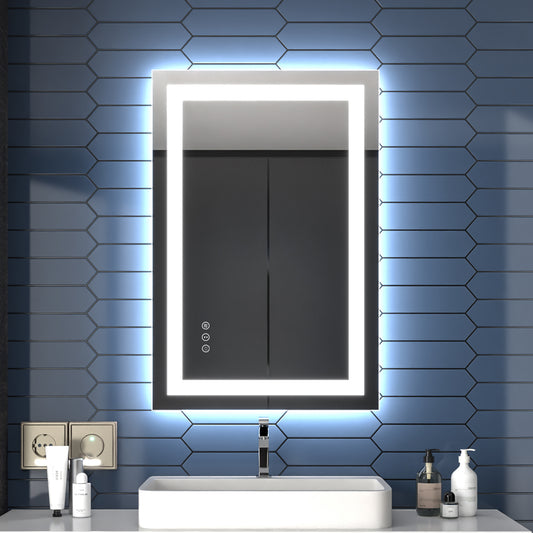 Apex 24" W x 36" H LED Bathroom Light Mirror,Anti Fog,Dimmable,Dual Lighting Mode,Tempered Glass